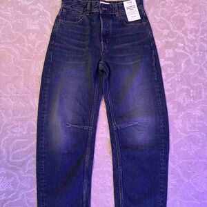 Madewell The Darted Barrel-leg jeans in washed dark blue